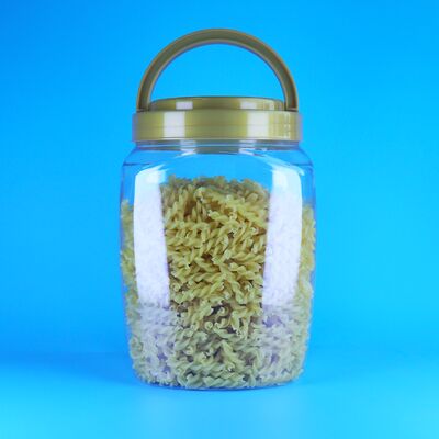 食品グレードクリアスクエアハンドル蓋付きプラスチックPETキャンディクッキー子供用食品ジャー